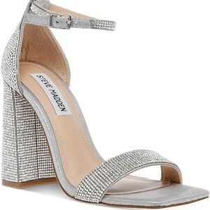 Steve Madden Glittering Silver Block Heels